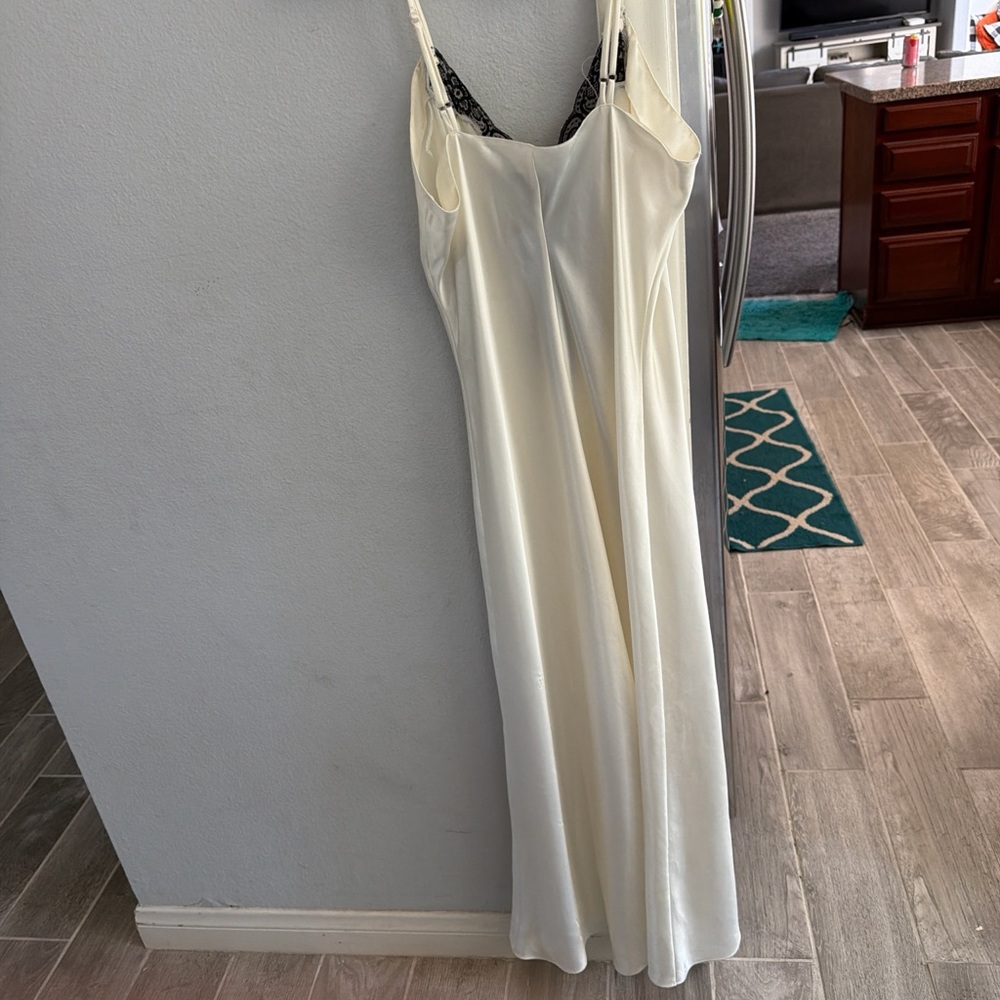 Cream Satin Maxi Slip Skirt